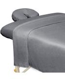 ForPro Premium Microfiber 3-Piece Massage Sheet Set, Ultra-Light, Stain and Wrinkle-Resistant, Includes Flat Sheet, Fitted Sheet and Face Rest Cover, Cool Grey - Buy Online on SooperMarket.com