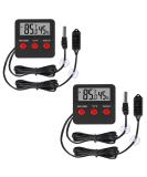 2Pcs Digital Thermometer and Humidity Thermometers Indoor and Outdoor Digital Temperature and Hygrometer Gauge with Probe for Reptile Terrarium Thermometer Pet Keeping - Buy Online on SooperMarket.com