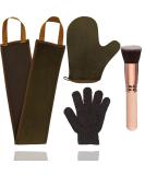 4 Pack Self Tanning Mitt Applicator Kit, with Self Tanner Mitt, Self Tan Back Applicator, Exfoliating Glove, Flat Top Face Tanner Brush, Tan mit for Self Sunless Tanner (brown) - Buy Online on SooperMarket.com