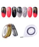JIAHAO 2Pcs Gold/Silver Striping Tape Line Nail Art Decoration Sticker Set with Dispensers - DIY Nail Tip Design - Buy Online on SooperMarket.com
