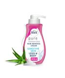 Veet Pure Hair Removal Cream 400ml Legs & Body Sensitive Skin Pleasant Fragrance Hydrates & Exfoliates Least Ingredients Aloe Vera Results in 5 Minutes Long Lasting Hydration 24hr Smoothness 400 ml (Pack of 1) - Buy Online on SooperMarket.com
