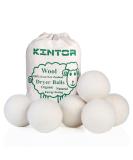 KINTOR Wool Dryer Balls XL 6 Pack 2.95", 100% New Zealand Wool Organic Fabric Softener, Hypoallergenic Baby Safe & Unscented, Chemical Free to Reduce Wrinkles & Static Cling, Shorten Drying Time White - Buy Online on SooperMarket.com