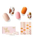NAILOG Semi Cured Gel Nail Strips 34 pcs Salon-Quality Gel Nail Stickers Long Lasting Nail Wraps for Women with Soft Gel Finish Christmas New Year Design Waltz of The Flowers - Buy Online on SooperMarket.com