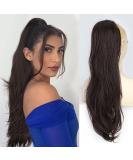 PORSMEER 26 Black Drawstring Ponytail Extension - Synthetic Hairpiece for Women/Girls, Natural Straight Wavy End, Daily Use/Party - Black-2 - Buy Online on SooperMarket.com