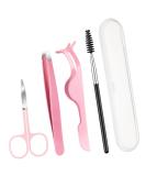 Lasnten DIY Eyelash Applicator Tool Set - Stainless Steel Lash Tweezers Scissors & Brushes for Extensions - Pink | International Shipping - Buy Online on SooperMarket.com