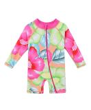 HUAANIUE Baby Girls Zip Swimsuit | 3-4 Years | UPF 50+ Sun Protection | Greenhotpink Swimwear - Buy Online on SooperMarket.com