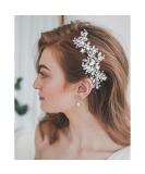 Evild Rhinestone Wedding Hair Comb Leaf Bead Bride Headpieces Hair Clip Crystal Bridal Headdress Flower Wedding Hair Accessories for Brides and Bridesmaids (Silver) - Buy Online on SooperMarket.com