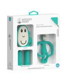 Matchstick Monkey Antimicrobial Teething Starter Set - Green Monkey Set for Babies 3 Months+, Includes 1 Flat Face Teether, 1 Animal Teether, and 2 Silicone Finger Toothbrushes - Buy Online on SooperMarket.com