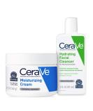 CeraVe Moisturizing Cream & Hydrating Face Wash Combo - 12oz Cream + 3oz Travel Cleanser - Buy Online on SooperMarket.com