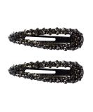 Sparkly Czech Crystal Snap Clips - Black Stone Hair Barrettes for Women - 2 Pack - Buy Online on SooperMarket.com