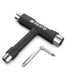 Zeato All-in-One Skate Tools Multi-Function Portable Skateboard T Tool Accessory with T-Type Allen Key and L-Type Phillips Head Wrench Screwdriver Black - Buy Online on SooperMarket.com