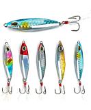 Sougayilang Jigs Fishing Lures Sinking Metal Spoons Micro Jigging Bait A-2.56in/1.16oz-5PCS with BOX - Buy Online on SooperMarket.com
