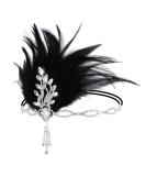 Silver FRCOLOR Flapper Headband 1920's Great Gatsby Vintage Feather Rhinestone Headpiece - Buy Online on SooperMarket.com
