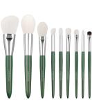 Natural Goat Hair Makeup Brushes Set - 9 Piece Ultra Soft Face & Eye Brushes for Foundation Concealer Blush Contour & Eyeshadow - Perfect Travel Kabuki Set (Green - Buy Online on SooperMarket.com