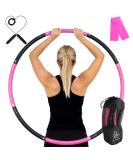 Fiteroc Weighted Fitness Hula Hoop for Adults - Detachable & Portable - Includes Jump Rope, Resistance Band, Carry Bag - Black/Pink - Buy Online on SooperMarket.com