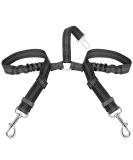 SlowTon Double Dog Seat Belt Adjustable Elastic Dog Car Harness Seatbelt with Anti-Shock Bungee Buffer Heavy Duty Reflective Puppy Cars Restraint Pet Safety Belts Clip for Travel Daily Use Black 2 Medium in 1 - Buy Online on SooperMarket.com