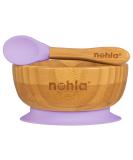 Bamboo Baby Weaning Suction Bowl and Spoon Set - Lilac | 350ml Capacity | BPA-Free Silicone | Toddler Mealtime Essentials - Buy Online on SooperMarket.com