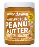 Body attack protein peanut butter 1kg crunchy vegan natural peanut butter without salt & palm fat - low sugar peanut with 30% protein crunchy 1 kg (1 Pack) - Buy Online on SooperMarket.com