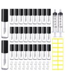 AMORIX 50PCS Mini Lip Gloss Tubes with Wand 1.2ml Empty Containers Clear Refillable Travel Lip Balm Bottles for Samples with 5ml Syringes DIY Lip Gloss Base + Tag Labels Stickers (Black) 50PCS - Black - Buy Online on SooperMarket.com