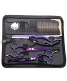 5.5 inch Purple Hair Cutting Scissors Set with Leather Case - Professional Barber Shears for Hairdressers and Home Use - Buy Online on SooperMarket.com