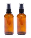 AVALON 100ml Amber Glass Bottles with Black Treatment Pump Pack of 2 Sold Empty - Create Luxury Homemade Personalized Spa Products Aromatherapy Ready Containers Refillable and Durable - Buy Online on SooperMarket.com
