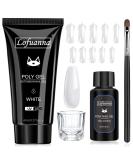 Lofuanna Poly Nail Gel Set - 60ml White Nail Extension Gel Kit with Slip Solution Nail Form Brush & Glass Cup - Perfect for Beginners & Nail Art Designs - Buy Online on SooperMarket.com