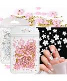 3D Flower Caviar Beads Nail Art Decals - White Pink Acrylic Charms with Pearl Beads for DIY Manicures - Buy Online on SooperMarket.com