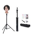 Klvied Reinforced Wig Stand Tripod Mannequin Head Stand, Adjustable Wig Head Stand Holder for Cosmetology Hairdressing Training with T-with Wig Caps, T-Pins, Comb, Hair Clip, Carrying Bag Basic Stand - Buy Online on SooperMarket.com