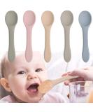 5 Pcs Silicone Baby Weaning Spoons - Self-Feeding Training Spoons for Mini Kids | Safe Utensils for Babies Over 6 Months - Perfect for Boy and Girl Toddlers - Buy Online on SooperMarket.com