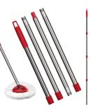 Qulable Spin Mop Replacement Handle - Adjustable 4-Section Stick for O-Cedar & EasyWring Mops - Red - Buy Online on SooperMarket.com