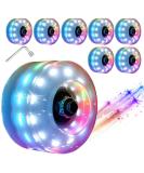 Nezylaf 8 Piece Light Up Roller Skate Wheels with Bearings - Indoor/Outdoor Double Row Skating - 32x58mm 78A - Luminous 6-Color LED - Buy Online on SooperMarket.com
