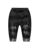 KIDSCOOL SPACE Baby Girl Boy Jeans Little Kid Elastic Waist Ripped Denim Pants 6-12 Months Black - Buy Online on SooperMarket.com