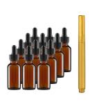 Amber Glass Dropper Bottles 1oz - Pack of 12 for Essential Oils and Serum - Buy Online on SooperMarket.com