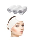 Queta hair band for make up cosmetic headband terry cloth adjustable hair protection band with velcro fastener 3pcs (white) - Buy Online on SooperMarket.com