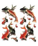 Oottati Waterproof Tattoo Stickers - 2 Sheets, 3D Red Black Koi Carp Fish Design - Long Lasting and Realistic Look - 3D-029 - Buy Online on SooperMarket.com