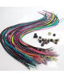 Feather Hair Extensions, 100% Real Rooster Feathers, Long Rainbow Colors, 20 Feathers with 20 Beads and 1 Loop Tool Kit, By Sexy Sparkles - Buy Online on SooperMarket.com