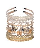 10 PCS Gold Metal Rhinestone Pearl Headbands - Wedding Bridal Hair Accessories - Buy Online on SooperMarket.com