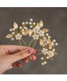Heread Pearl Bride Wedding Hair Pins Leaf Bridal Head Piece Flower Hair Accessories for Women and Girls (Pack of 3) (Gold) Free Size - Buy Online on SooperMarket.com