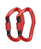 XINDA 22KN Screw Locking Carabiner Clip - Offset D Shaped Climbing Carabiner CE UIAA Certified, Heavy Duty Aluminium Carabiner for Rock Climbing,Rappelling,Hammock,Hiking,Camping,Arborist Gear 2 pcs Red - Buy Online on SooperMarket.com