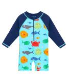 HUAANIUE Baby Girls One Piece Long Sleeve Swimwear UPF 50+ | Boys Bathing Beachwear 3-4 Years D | Sea-life Print - Buy Online on SooperMarket.com