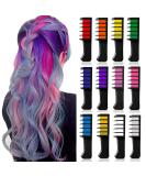 Kalolary 12 Colors Hair Chalk Comb - Temporary, Non-Toxic & Washable Hair Dye for Girls, Kids & Party - Perfect for Halloween, Christmas & Cosplay - Buy Online on SooperMarket.com