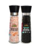 Himalayan Chef Pink Salt and Pepper Grinder Set - Adjustable Ceramic Grinders - Tall Glass Shakers - Large Salt and Pepper Mills (5351AX2) - Buy Online on SooperMarket.com