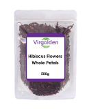 Hibiscus Flowers Whole Petals 500g by Virgolden - Iced Tea Karkade Draining Detox Treatment for Hibiscus Tea Vegan - Buy Online on SooperMarket.com