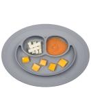 ez pz Mini Mat (Gray) - 100% Silicone Suction Plate with Built-in Placemat for Infants + Toddlers - First Foods + Self-Feeding - Comes with a Reusable Travel Bag - Buy Online on SooperMarket.com