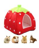 Kuoser Small Animal Winter House | Non-Slip Strawberry Hedgehog Bed | Removable Pad | Guinea Pig, Hamster, Chinchilla, Ferret, Rabbit House - Buy Online on SooperMarket.com