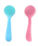 Buy Wllhyf 2-Pack Manual Face Cleaning Brush - Soft Silicone Peeling Pad with PP Handle for Clear Skin (Blue & Pink) - International Shipping - Buy Online on SooperMarket.com