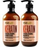 Keratin Shampoo and Conditioner Set - Sulfate Free with Moroccan Argan Oil - Moisturizing Treatment for Hair Thickening, Volume, and Shine - Men and Women - Buy Online on SooperMarket.com