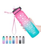 Hyeta 32 oz Water Bottles with Times to Drink and Straw, Motivational Water Bottle with Time Marker, Leakproof & BPA Free, Drinking Sports Water Bottle for Fitness, Gym & Outdoor Pink-Green - Buy Online on SooperMarket.com