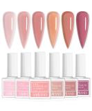 Saviland 5-in-1 Builder Nail Gel Set - Sheer Pink Color, 6pcs 10ML Nail Extension & Strengthening Gel in a Bottle - Hard Gel for Nail Repair - Gift Box Set for Ladies - Buy Online on SooperMarket.com