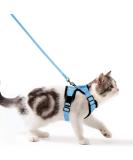 Breakproof Cat Leash Set & Adjustable Soft Kitten Vest - Reflective Stripes - Light Blue - Perfect for Small Kittens - Buy Online on SooperMarket.com